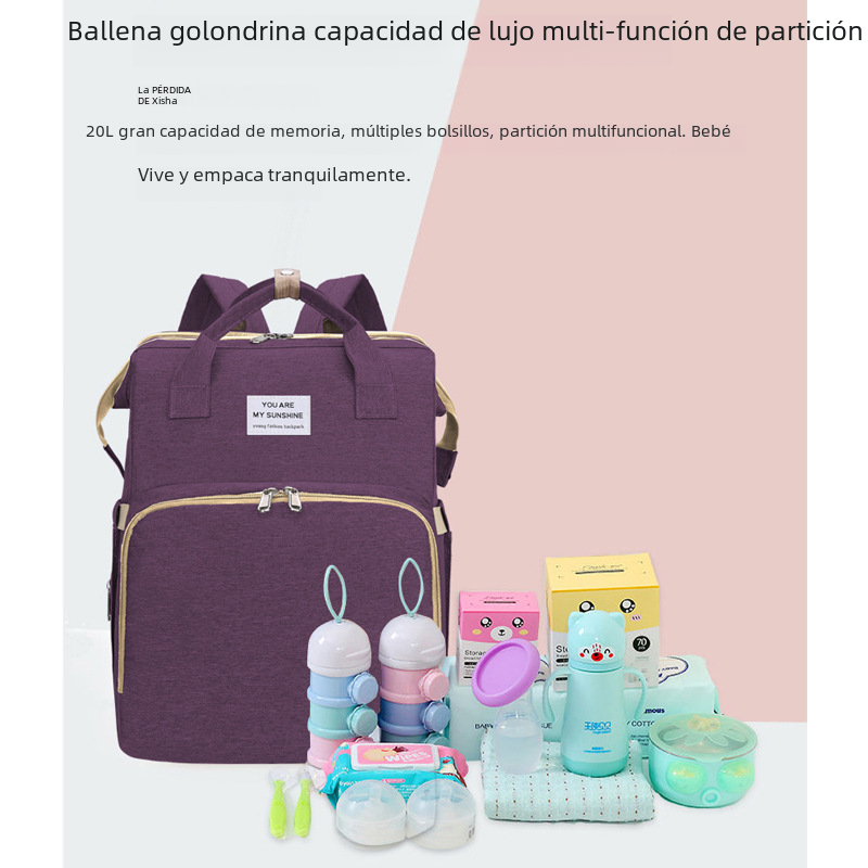 Portable Folding Bed Diaper Bag with Large Capacity